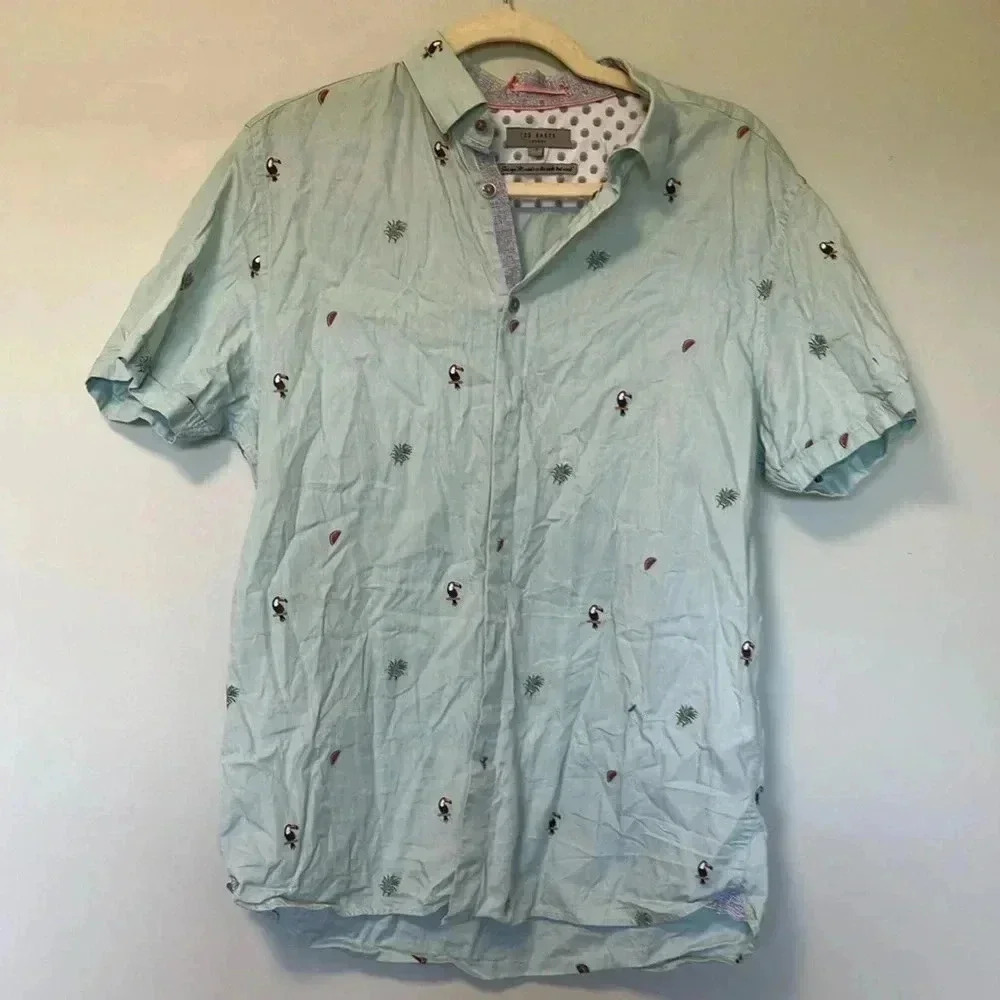 Ted Baker London button down shirt Toucan watermelon